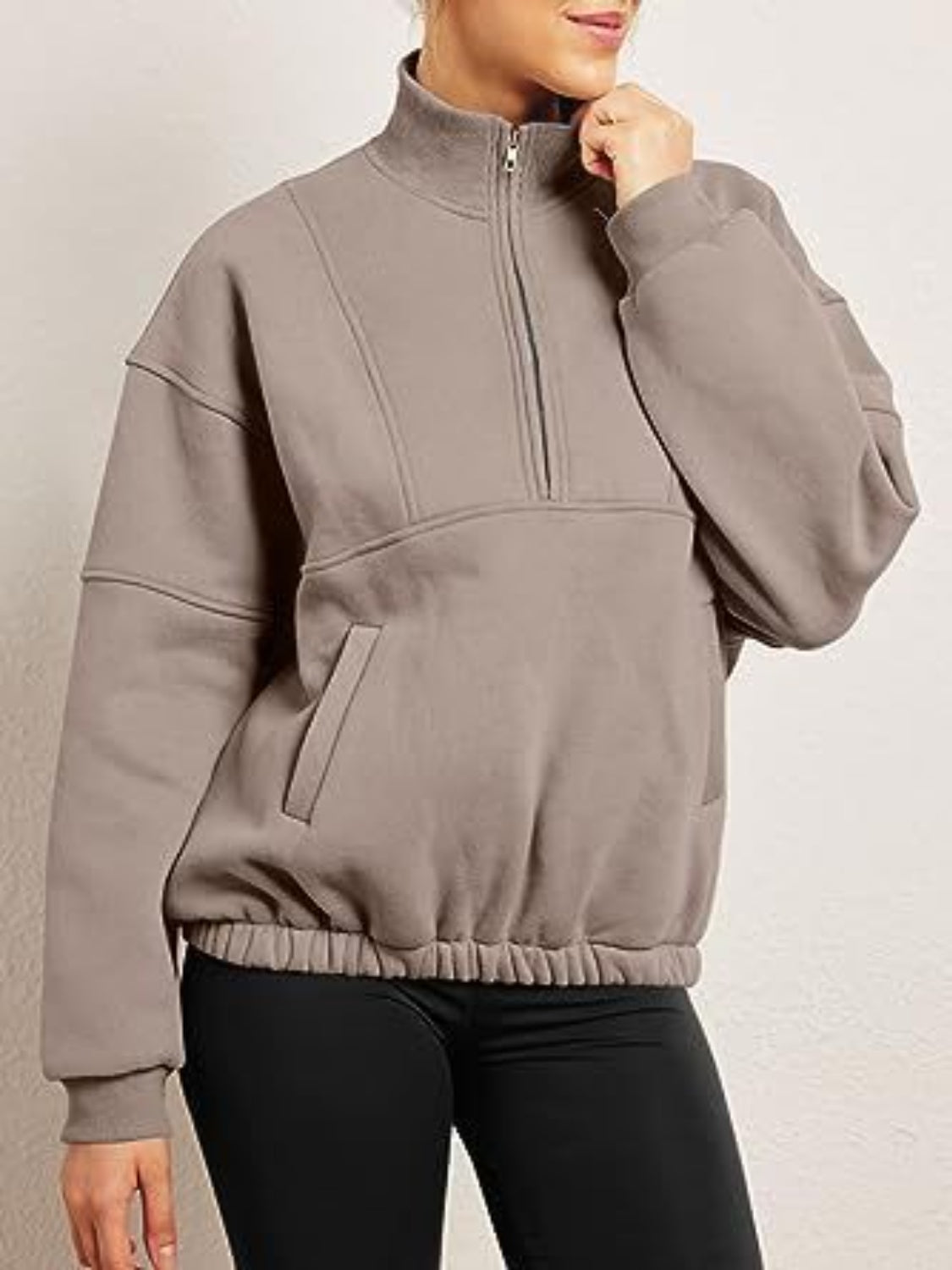 Half Zip Dropped Shoulder Sweatshirt